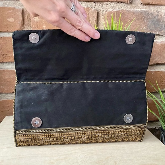 NWT Forever 21 Gold Beaded Clutch - Picture 5 of 7